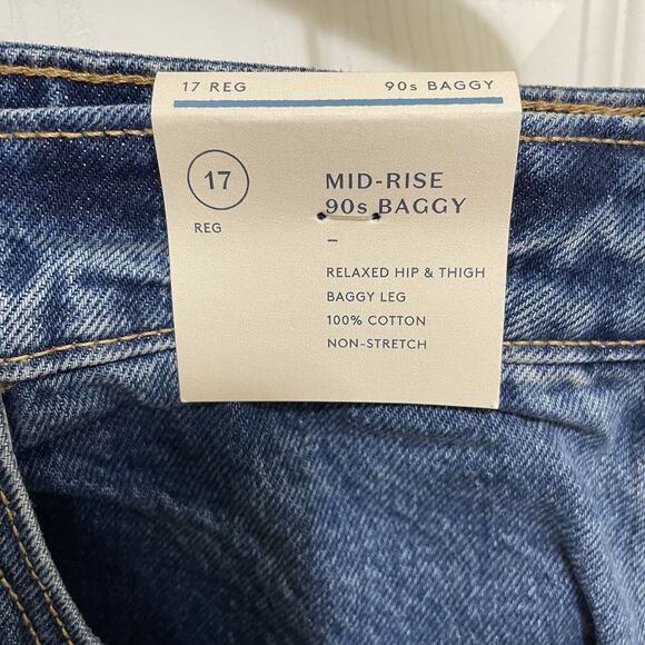 NEW Universal Thread Mid‎ Rise 90's Baggy Cuffed Jeans Dark Wash Women's Size 17 - Picture 3 of 9